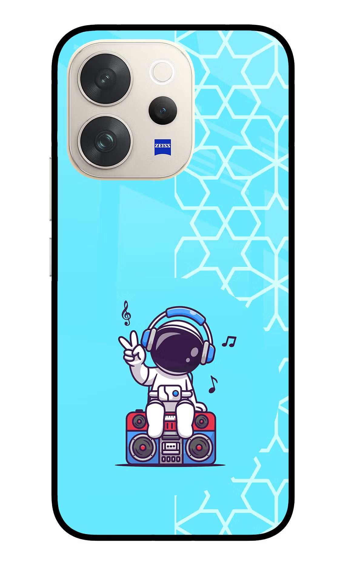 Cute Astronaut Chilling Vivo V70 5G Glass Case Back Cover by Casekaro
