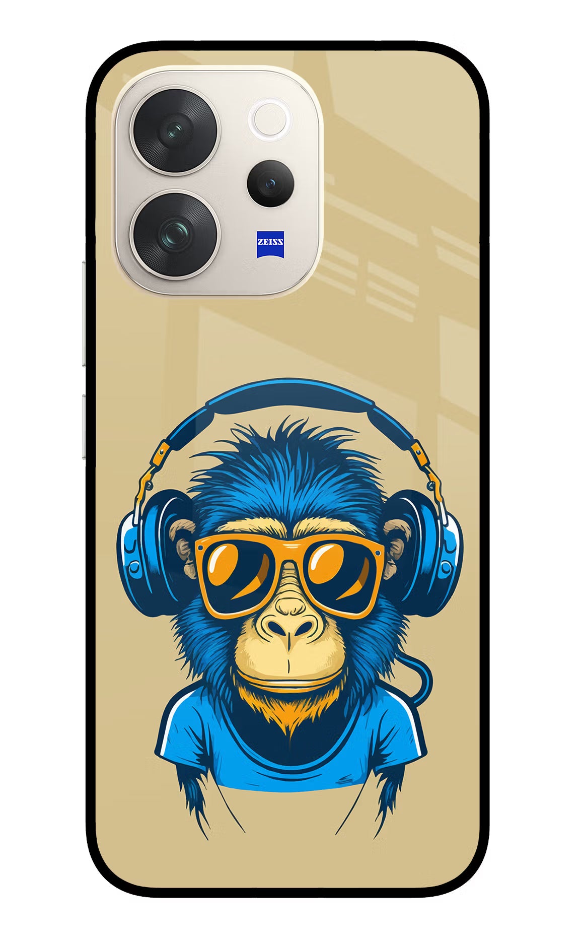 Monkey Headphone Vivo V70 5G Glass Case Back Cover by Casekaro