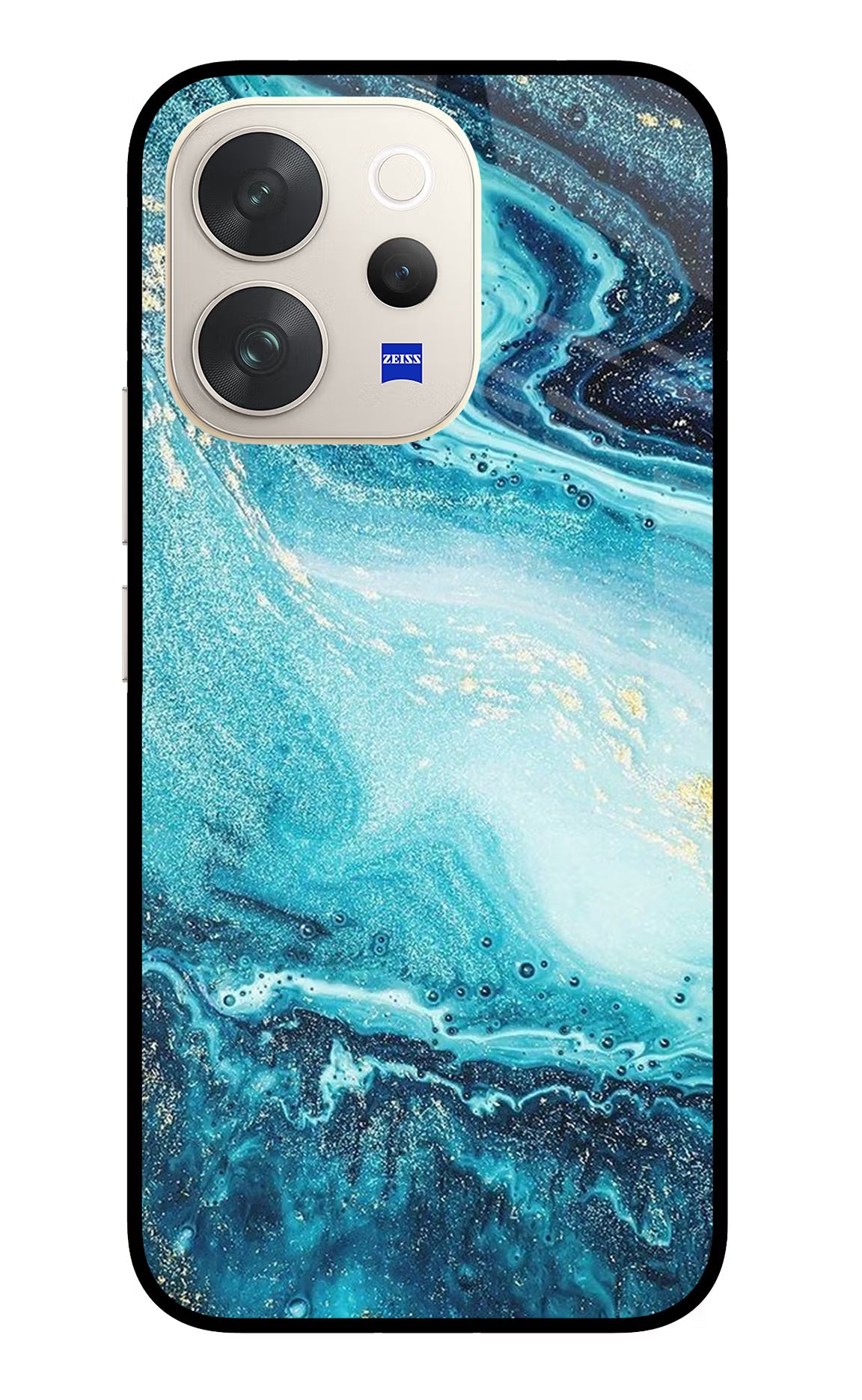Blue Glitter Marble Vivo V70 5G Glass Case