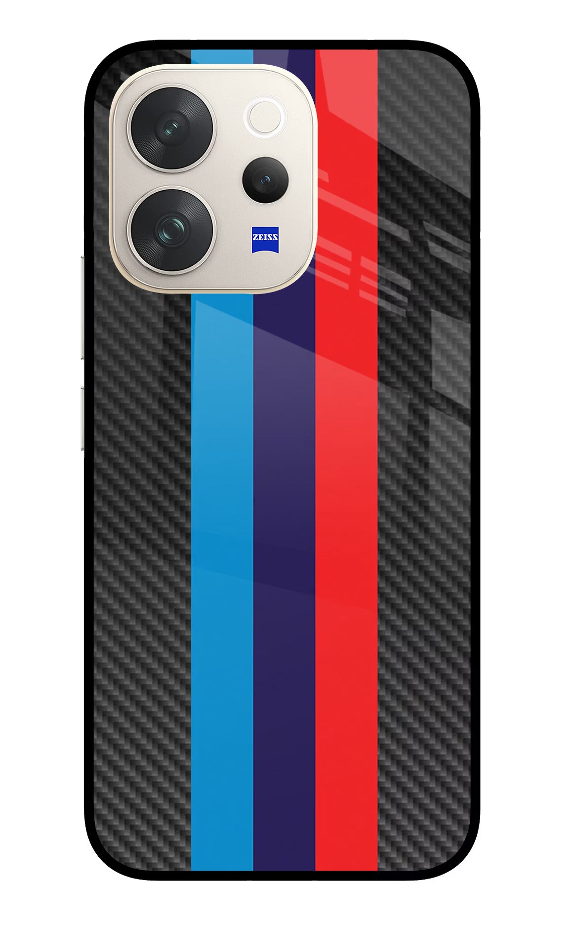 BMW Stripes Pattern Vivo V70 5G Glass Case Back Cover by Casekaro