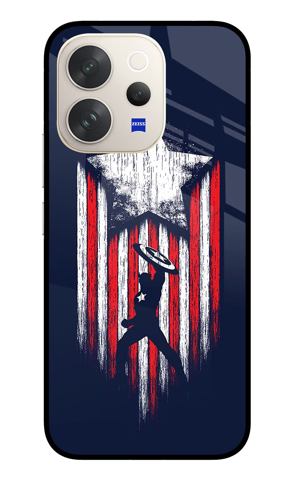 Captain America Marvel Art Vivo V70 5G Glass Case Back Cover by Casekaro
