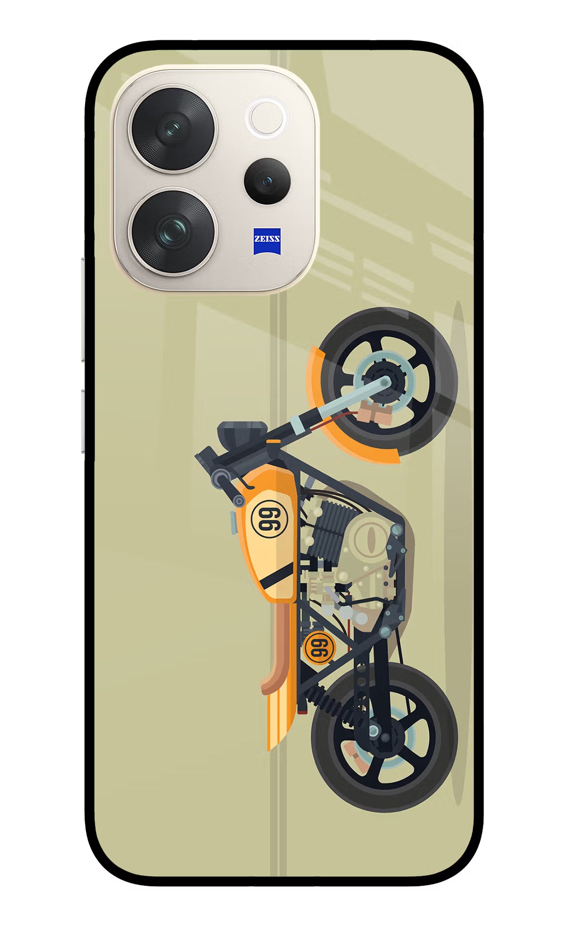 Vertical Speedster Vivo V70 5G Glass Case Back Cover by Casekaro