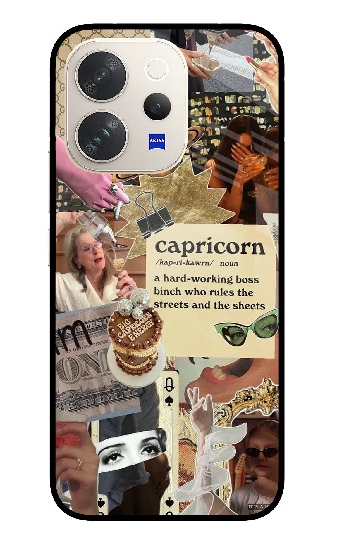 Capricorn Zodiac Vivo V70 5G Glass Case Back Cover by Casekaro