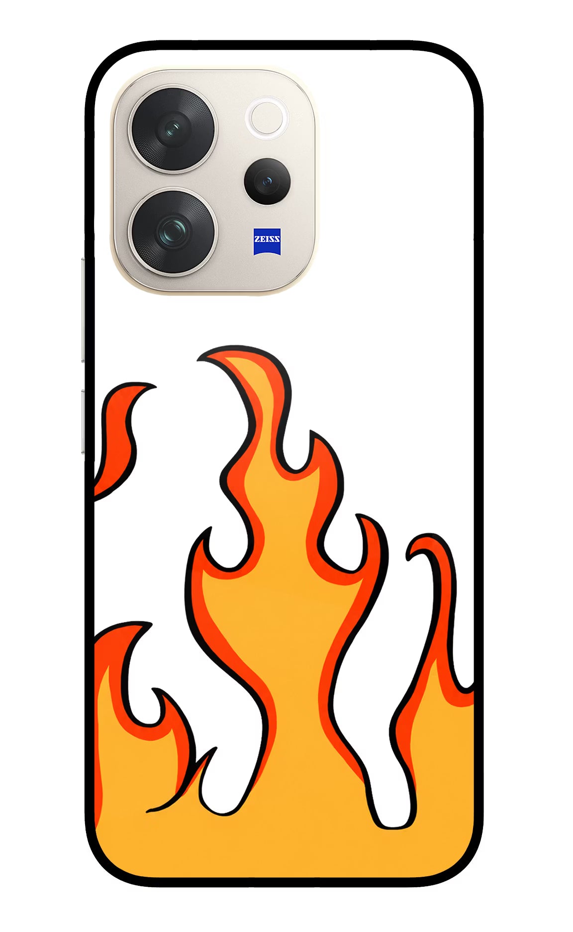 Fired Up – White Vivo V70 5G Glass Case Back Cover by Casekaro