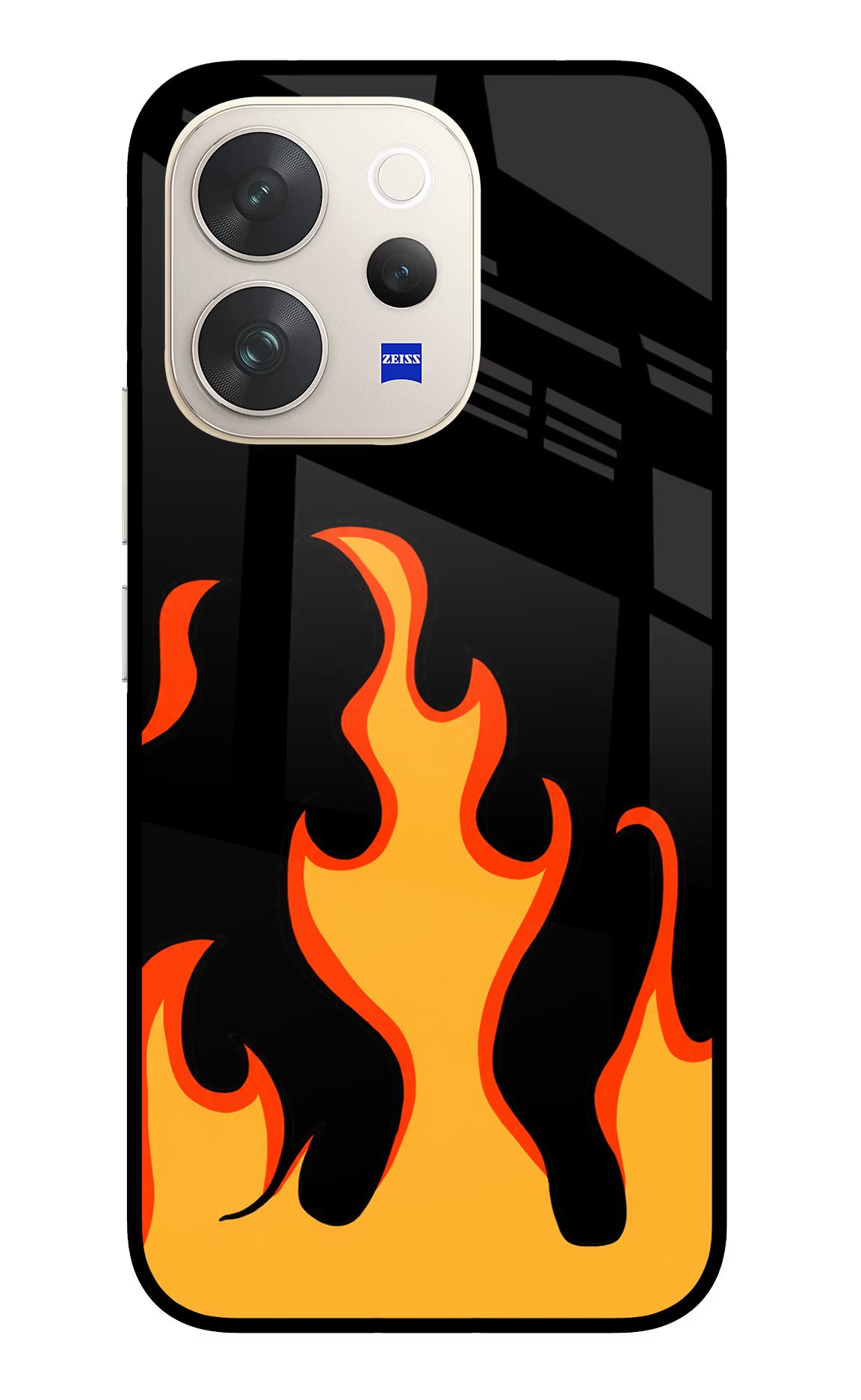 Fired Up – Black Vivo V70 5G Glass Case Back Cover by Casekaro
