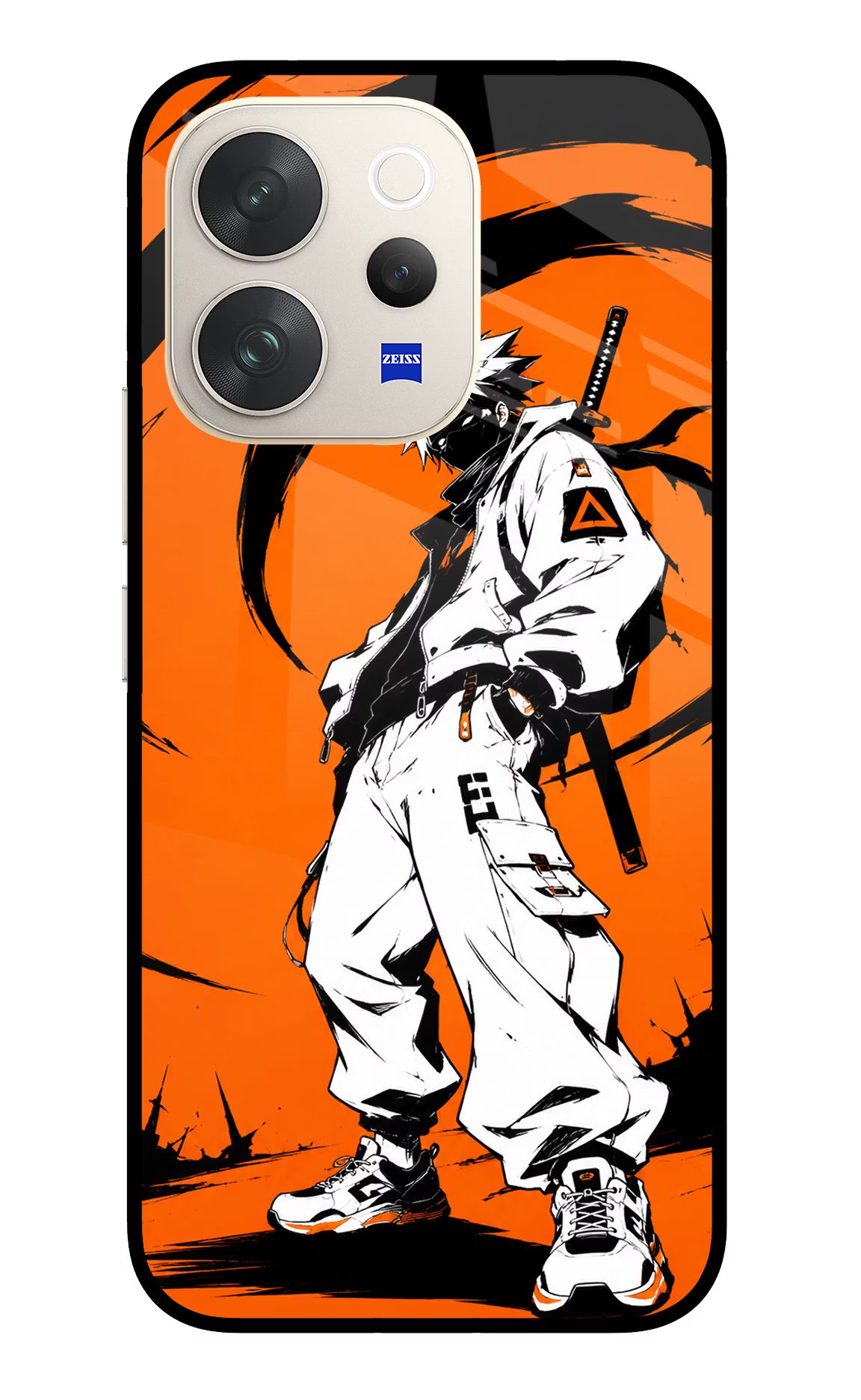 Street Samurai  Vivo V70 5G Glass Case Back Cover by Casekaro