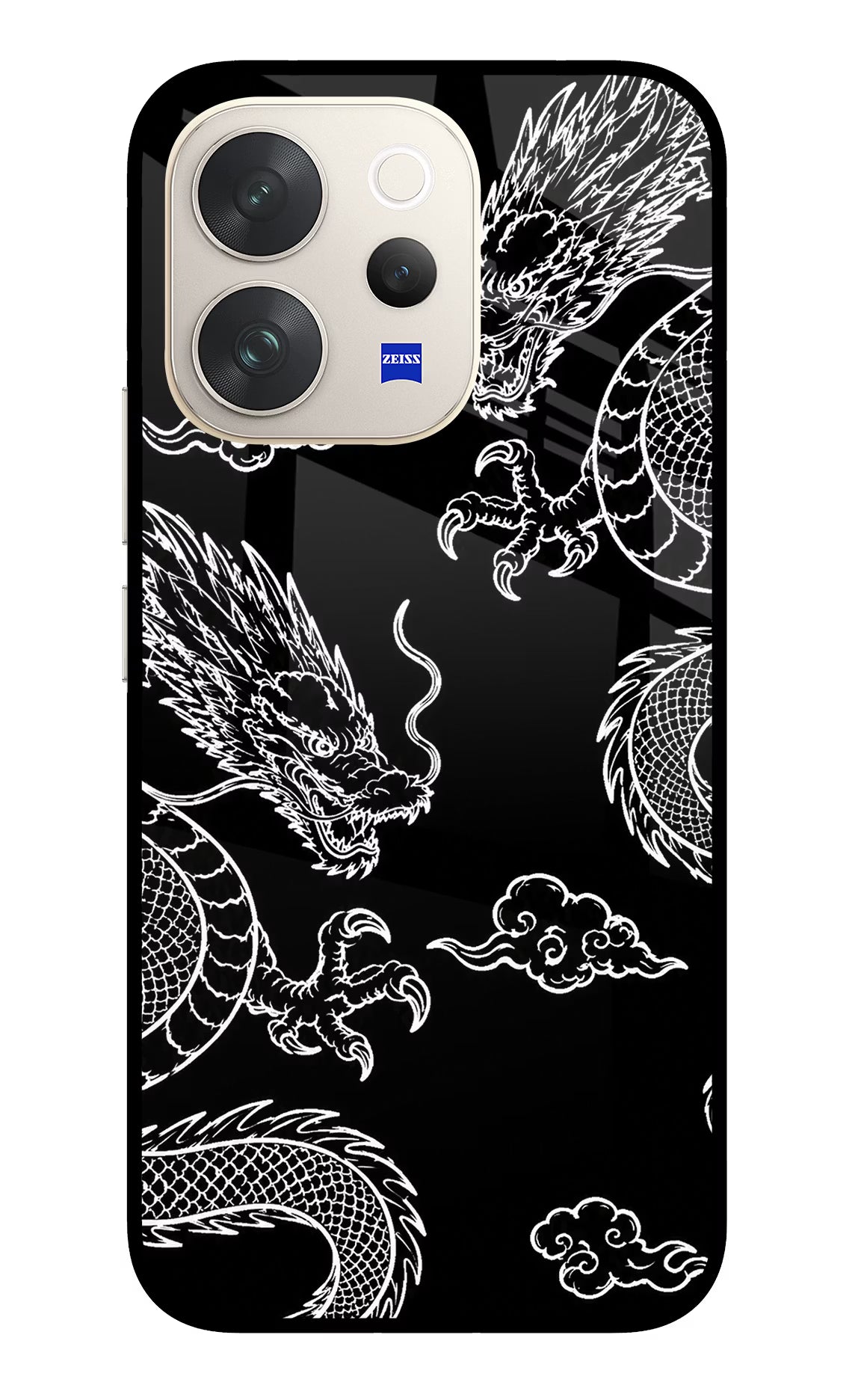 Twin Dragons Vivo V70 5G Glass Case Back Cover by Casekaro
