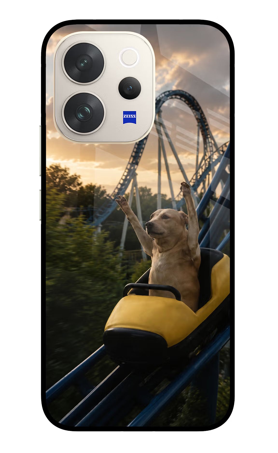 Rollercoaster Dog Vivo V70 5G Glass Case