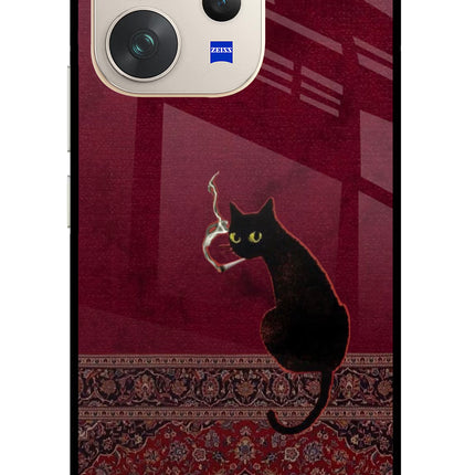 Midnight Cat Vivo V70 5G Glass Case