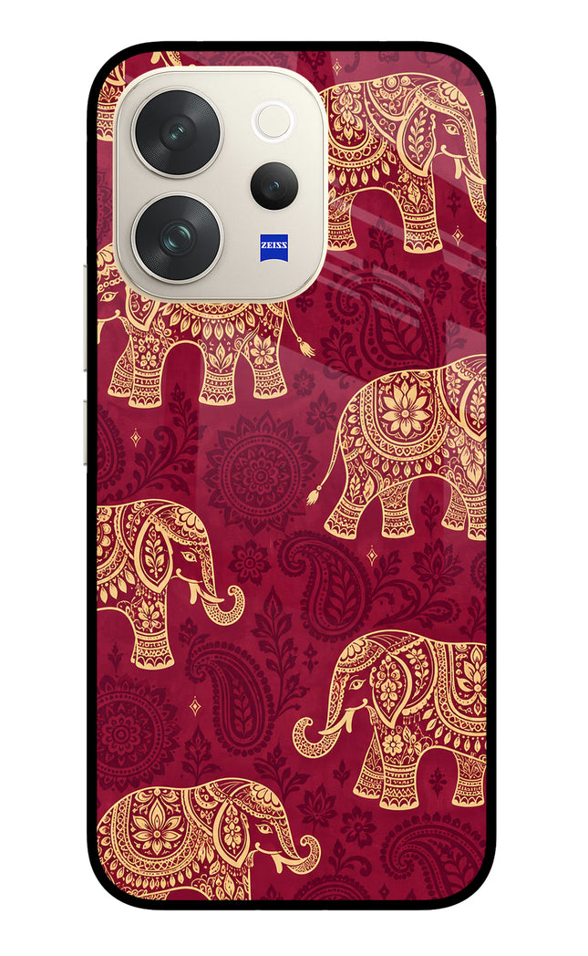 Maroon Elephant Vivo V70 5G Glass Case