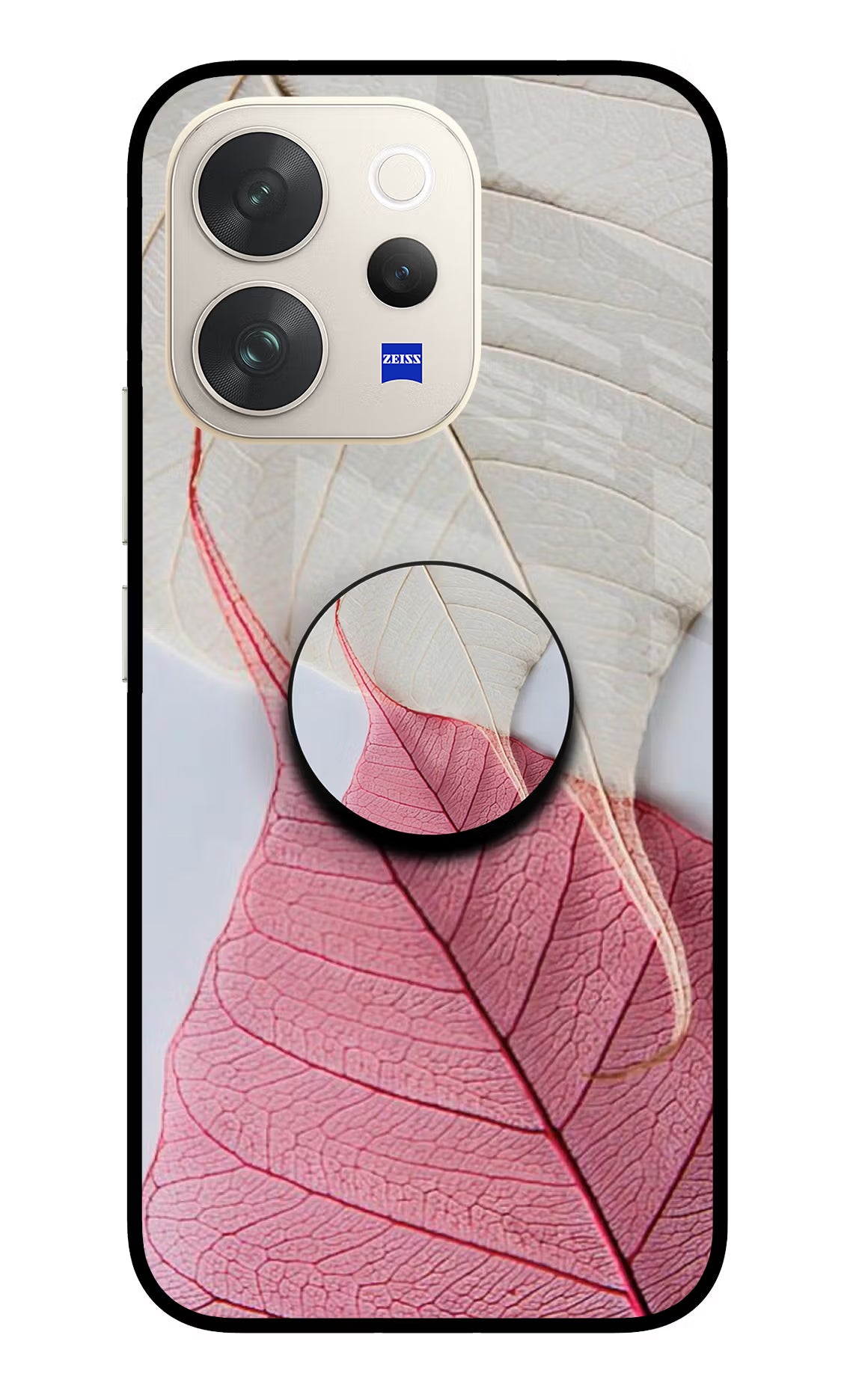 White Pink Leaf Vivo V70 5G Pop Case by Casekaro