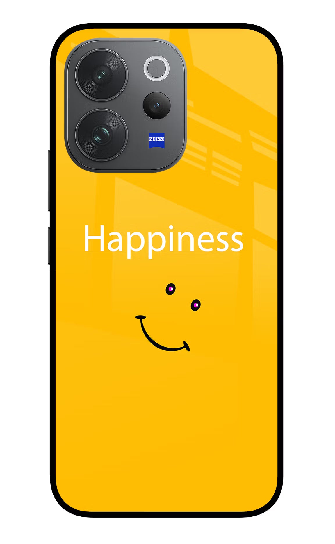 Happiness With Smiley Vivo V70 Elite 5G Glass Case Back Cover by Casekaro