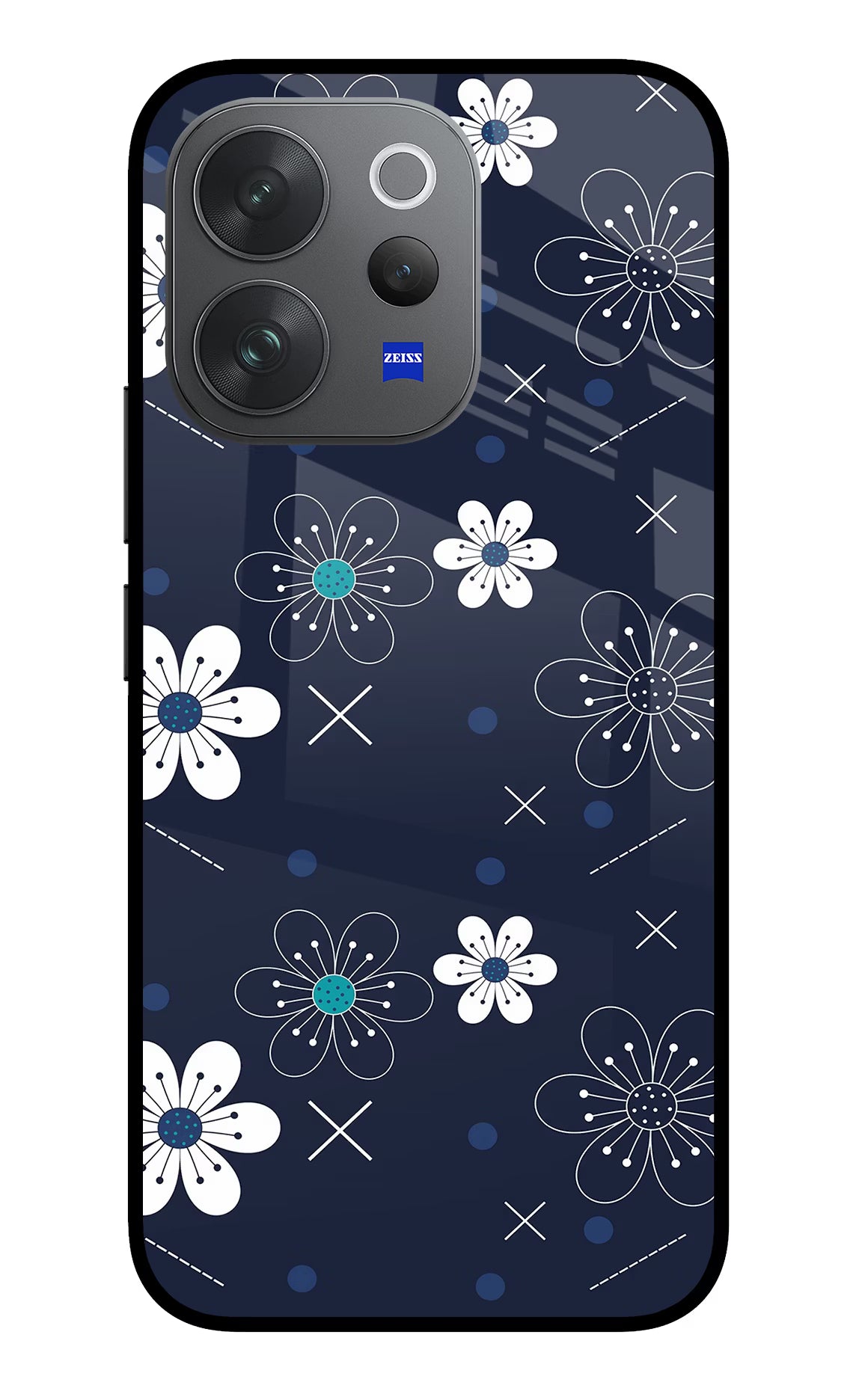 Flowers Vivo V70 Elite 5G Glass Case Back Cover by Casekaro