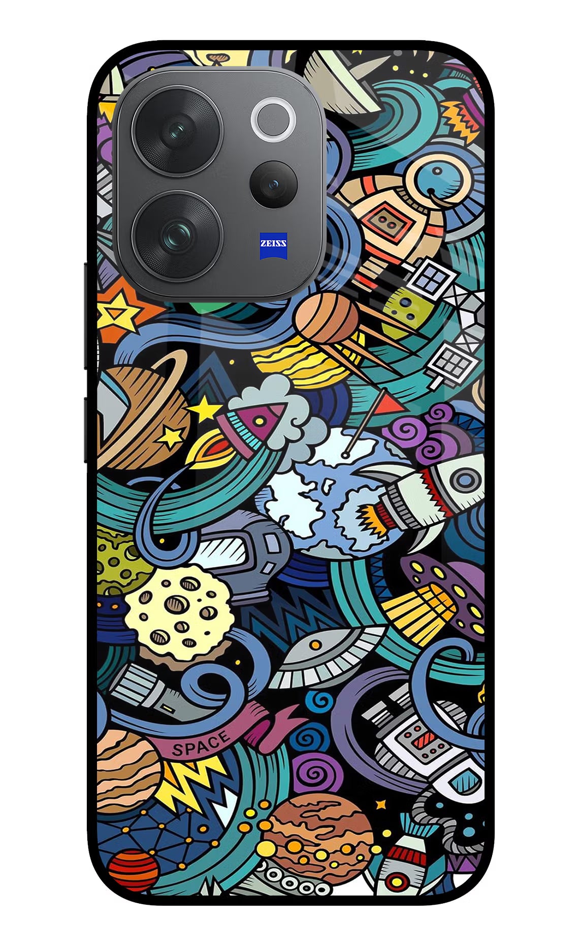 Space Abstract Vivo V70 Elite 5G Glass Case Back Cover by Casekaro