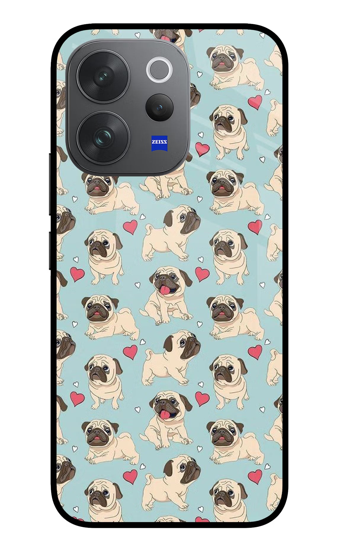 Pug Dog Vivo V70 Elite 5G Glass Case Back Cover by Casekaro