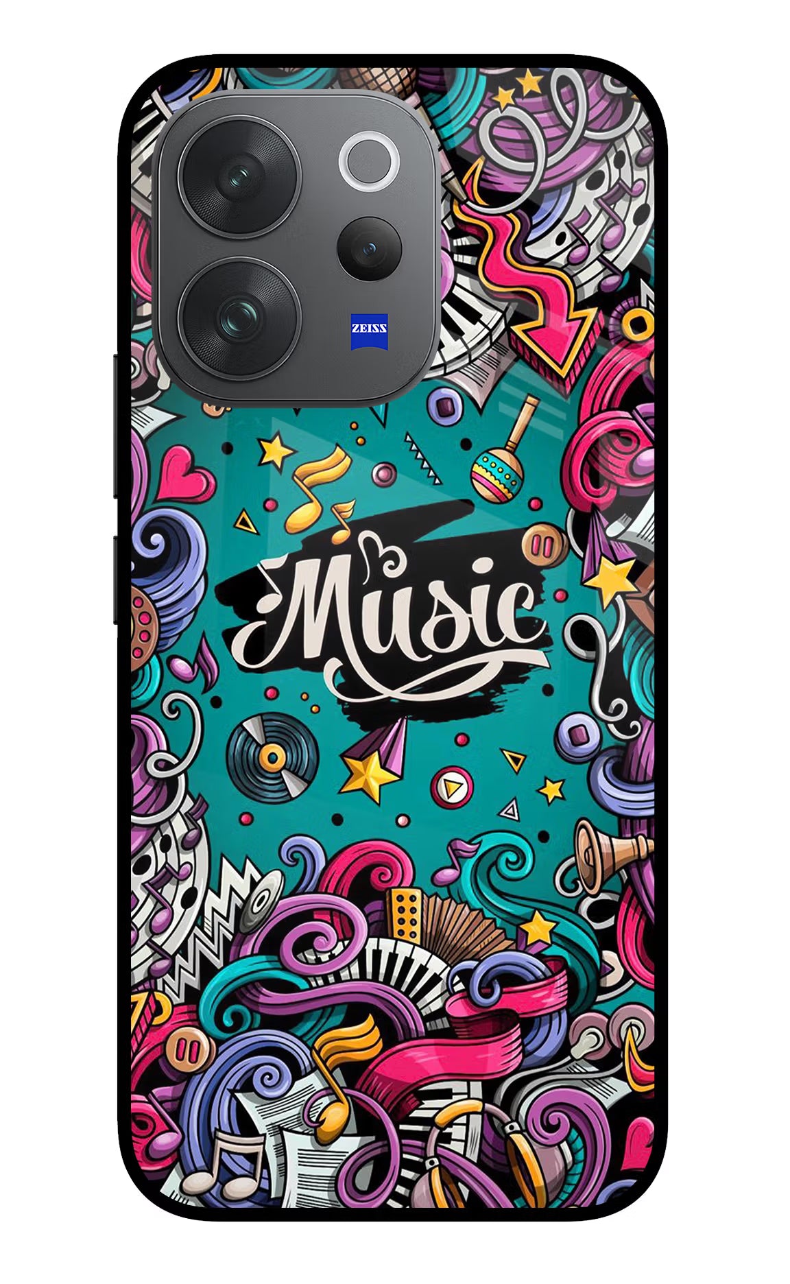 Music Graffiti Vivo V70 Elite 5G Glass Case