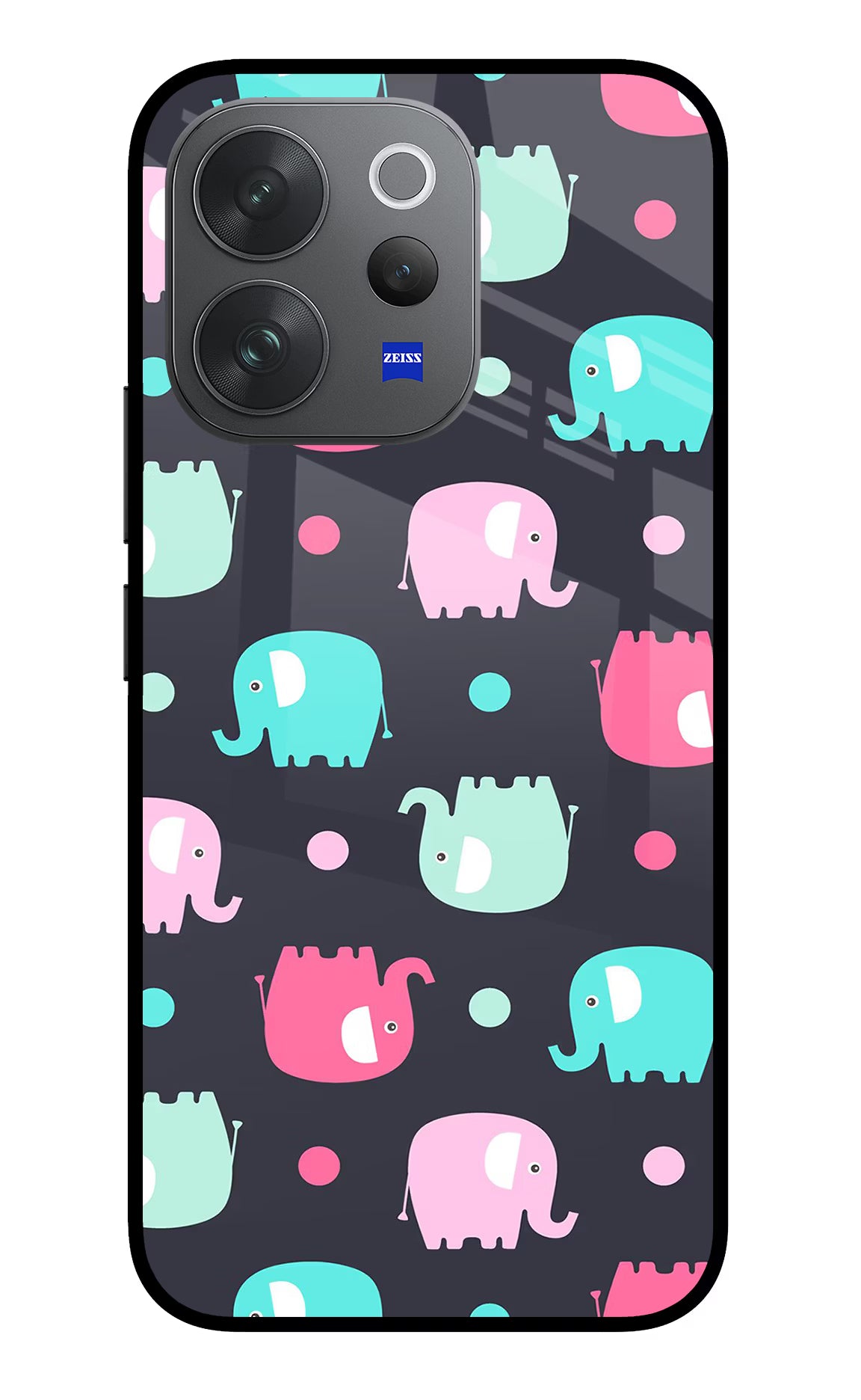 Elephants Vivo V70 Elite 5G Glass Case Back Cover by Casekaro