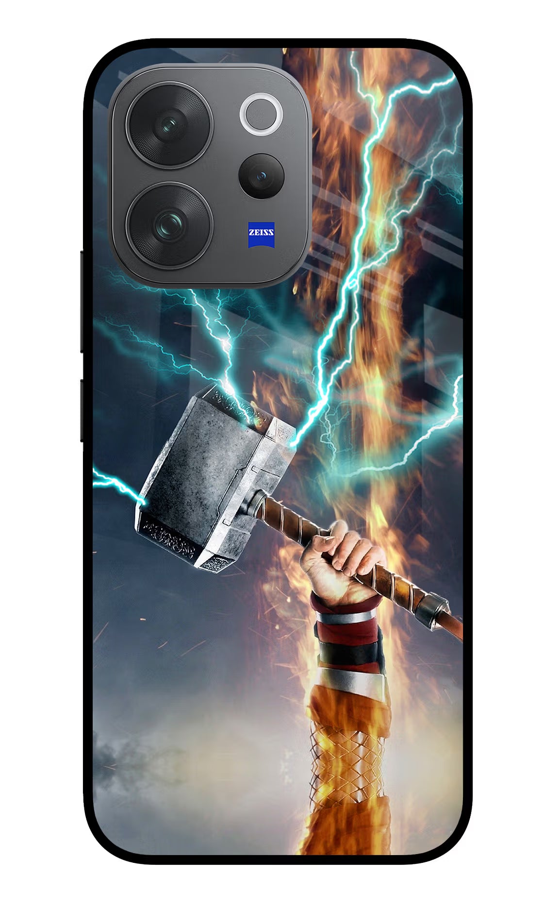 Thor Hammer Mjolnir Vivo V70 Elite 5G Glass Case Back Cover by Casekaro