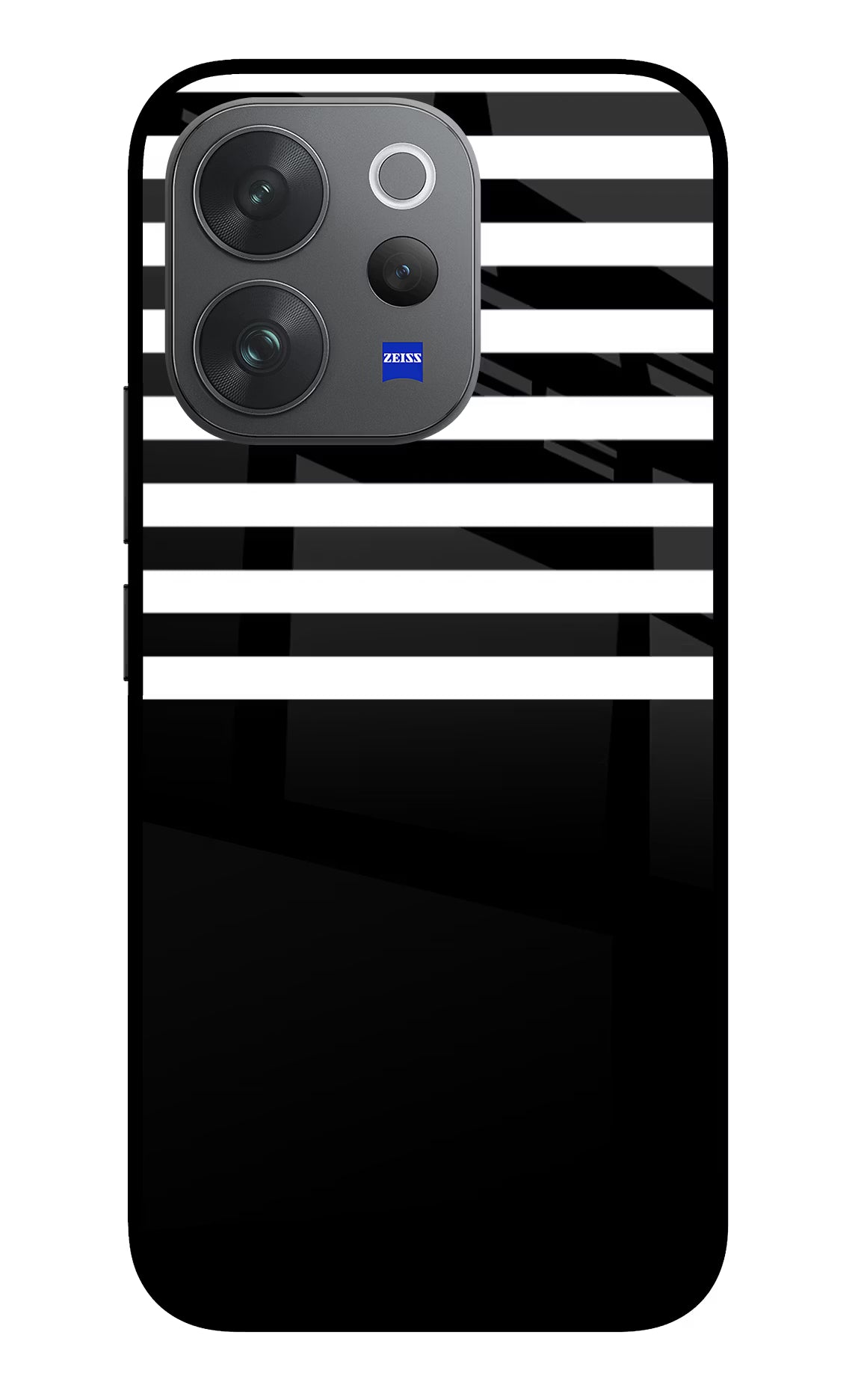 Black and White Print Vivo V70 Elite 5G Glass Case Back Cover by Casekaro