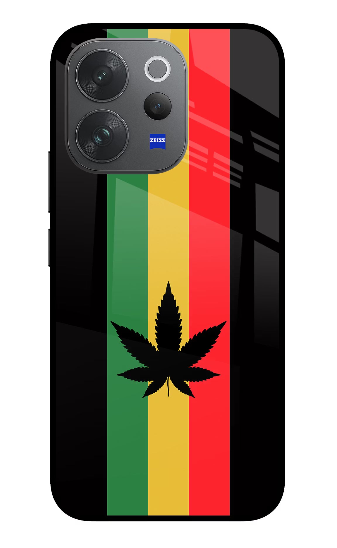Weed Flag Vivo V70 Elite 5G Glass Case Back Cover by Casekaro