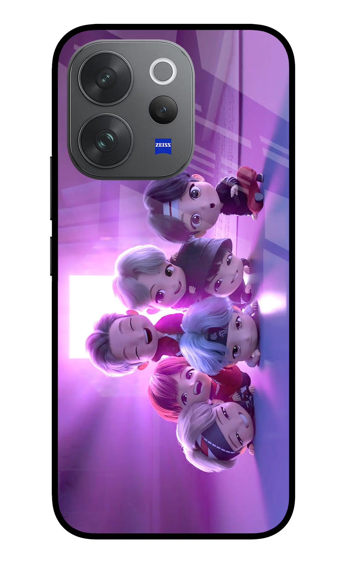BTS Chibi Vivo V70 Elite 5G Glass Case Back Cover by Casekaro