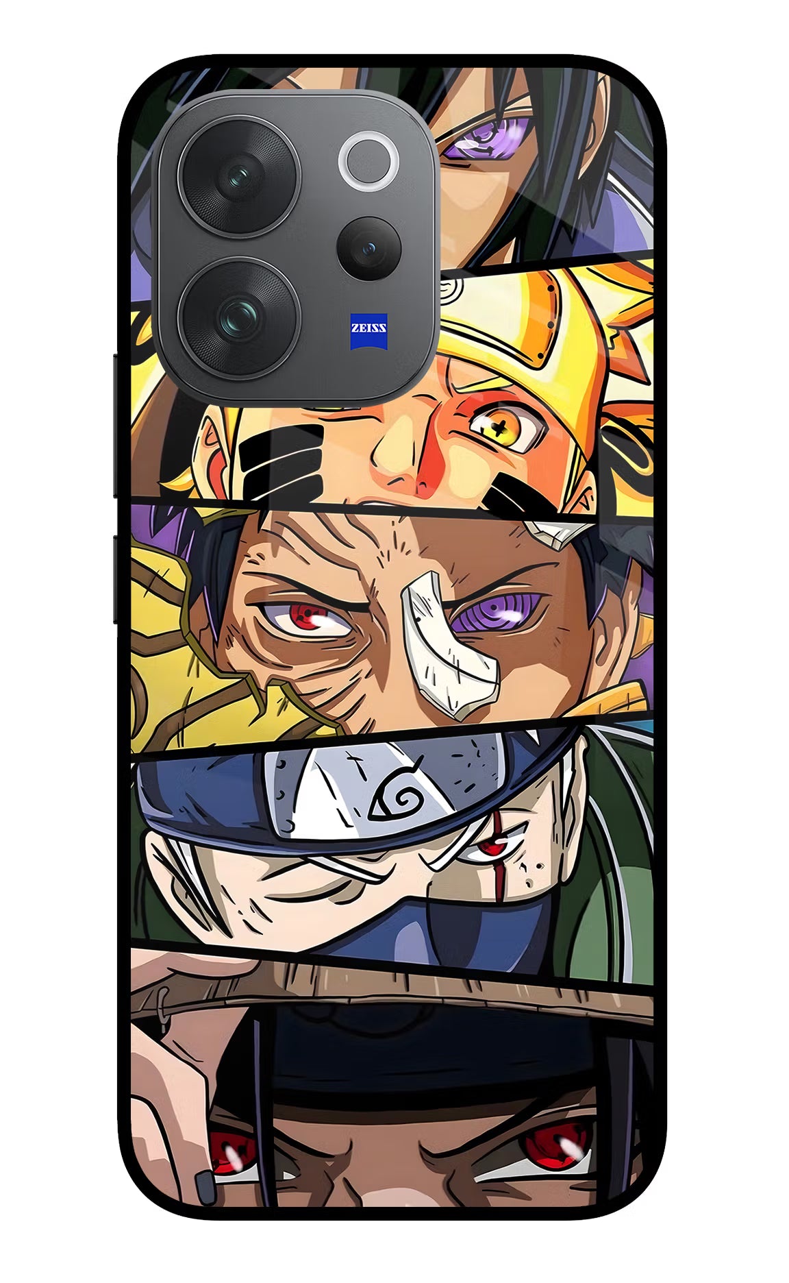 Naruto Character Vivo V70 Elite 5G Glass Case Back Cover by Casekaro