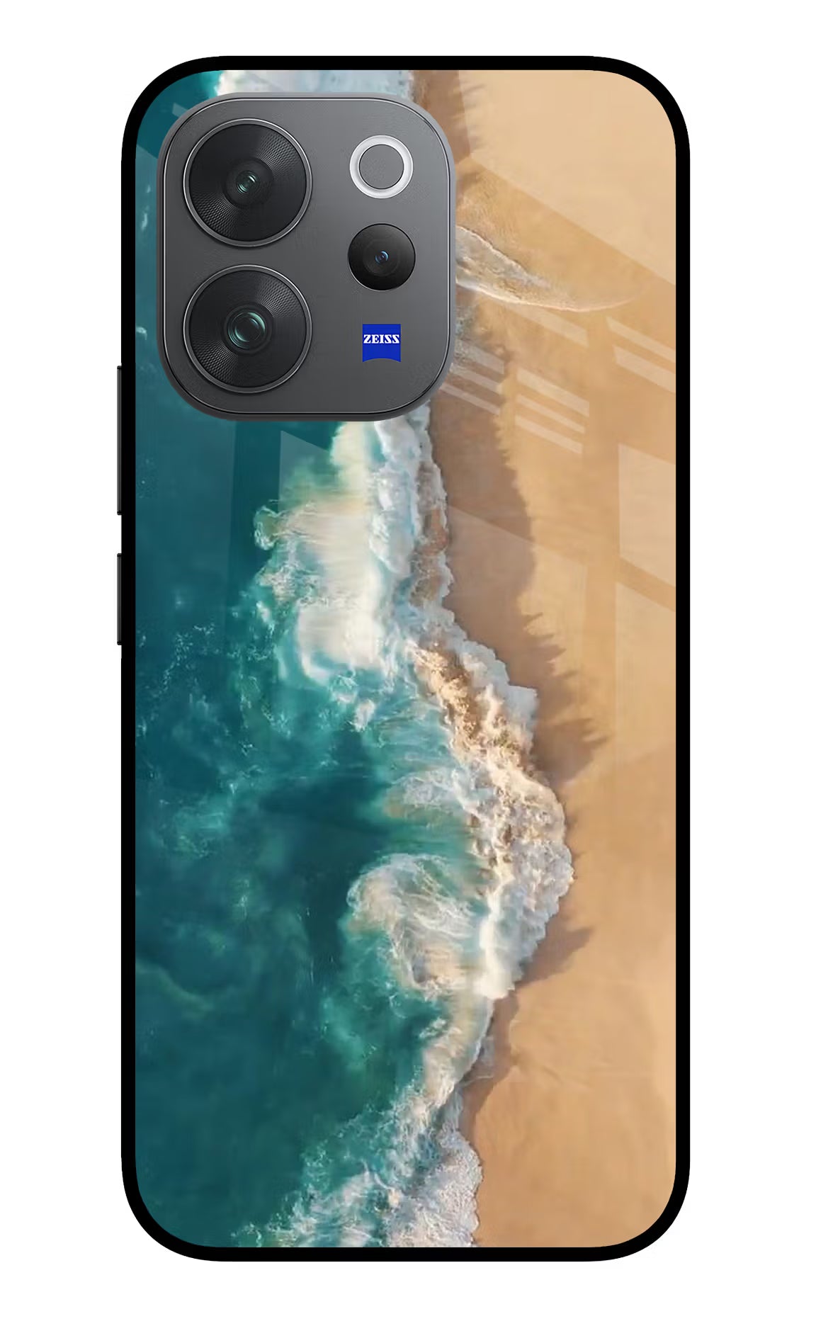 Ocean Beach Vivo V70 Elite 5G Glass Case Back Cover by Casekaro