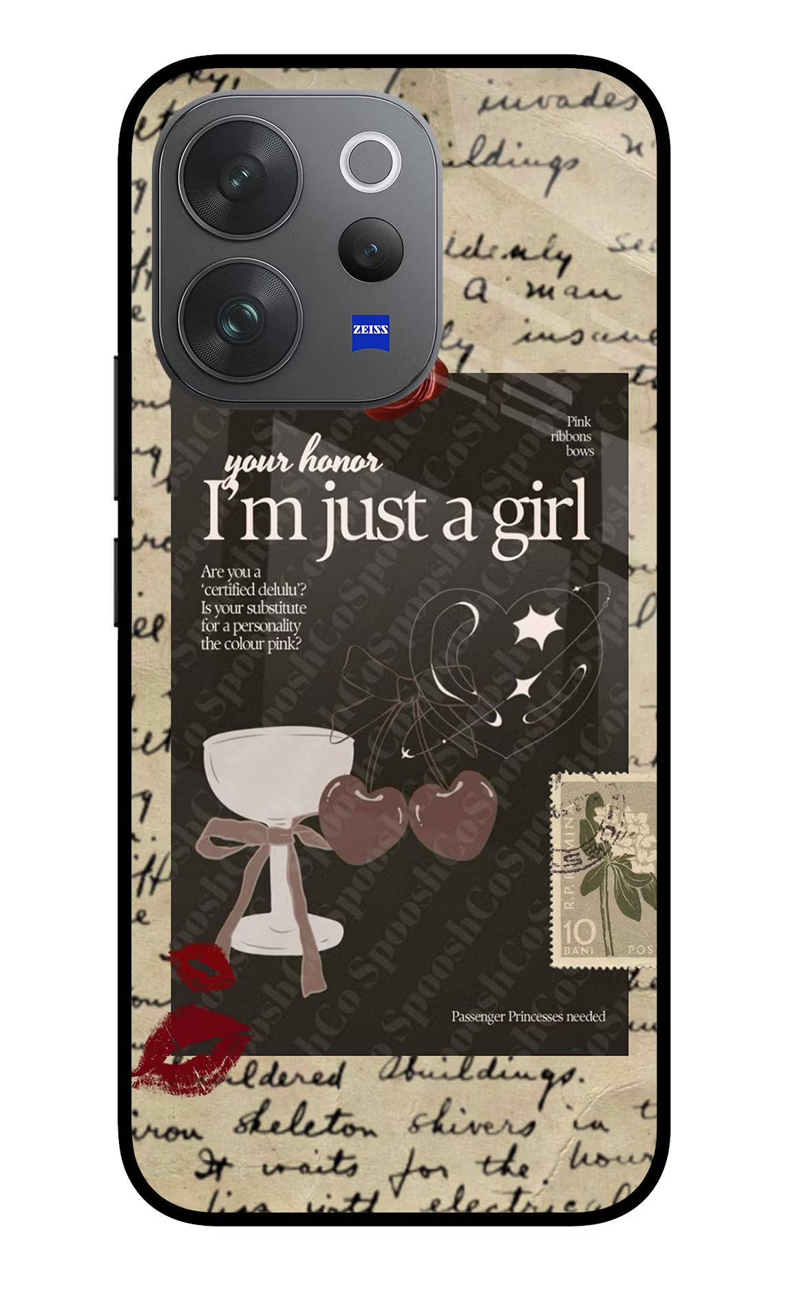 I am just a girl Vivo V70 Elite 5G Glass Case