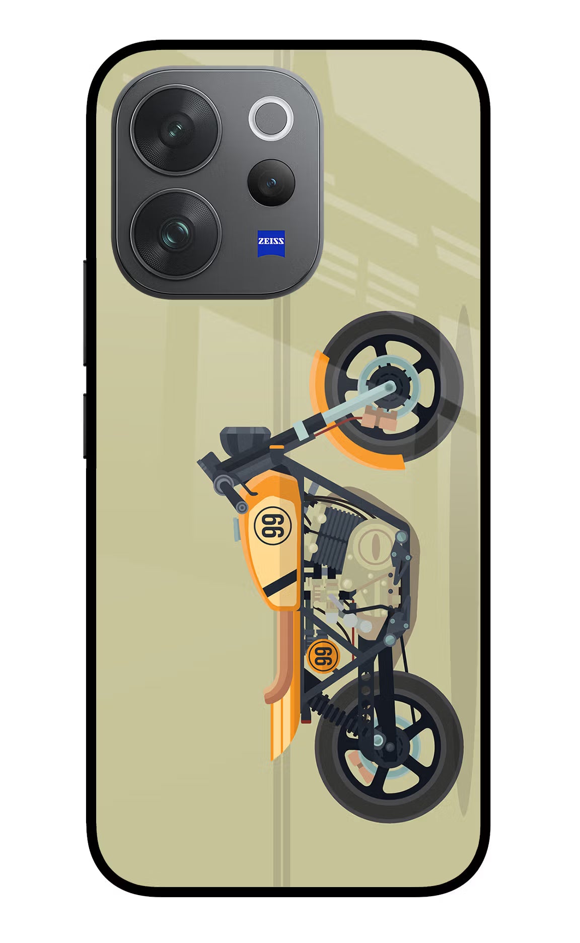 Vertical Speedster Vivo V70 Elite 5G Glass Case Back Cover by Casekaro