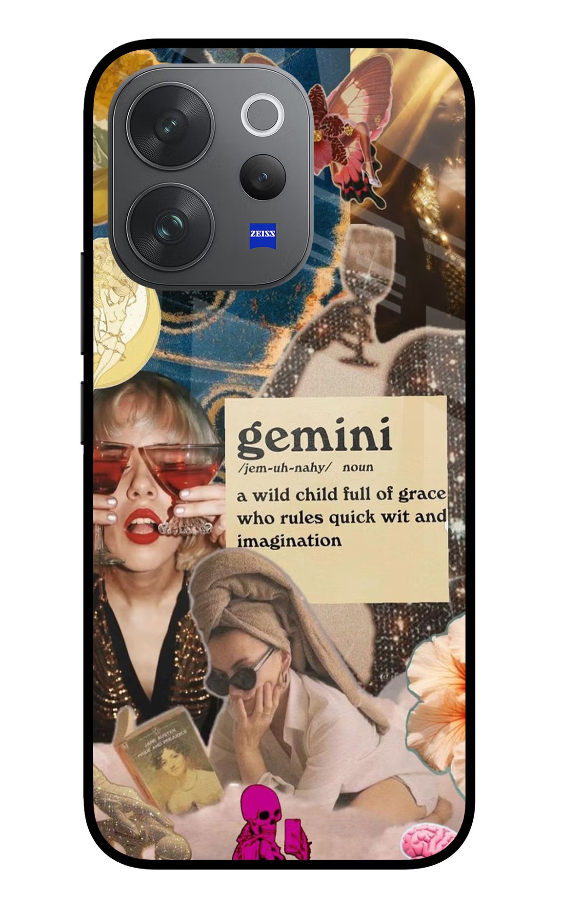 Gemini Zodiac Vivo V70 Elite 5G Glass Case Back Cover by Casekaro