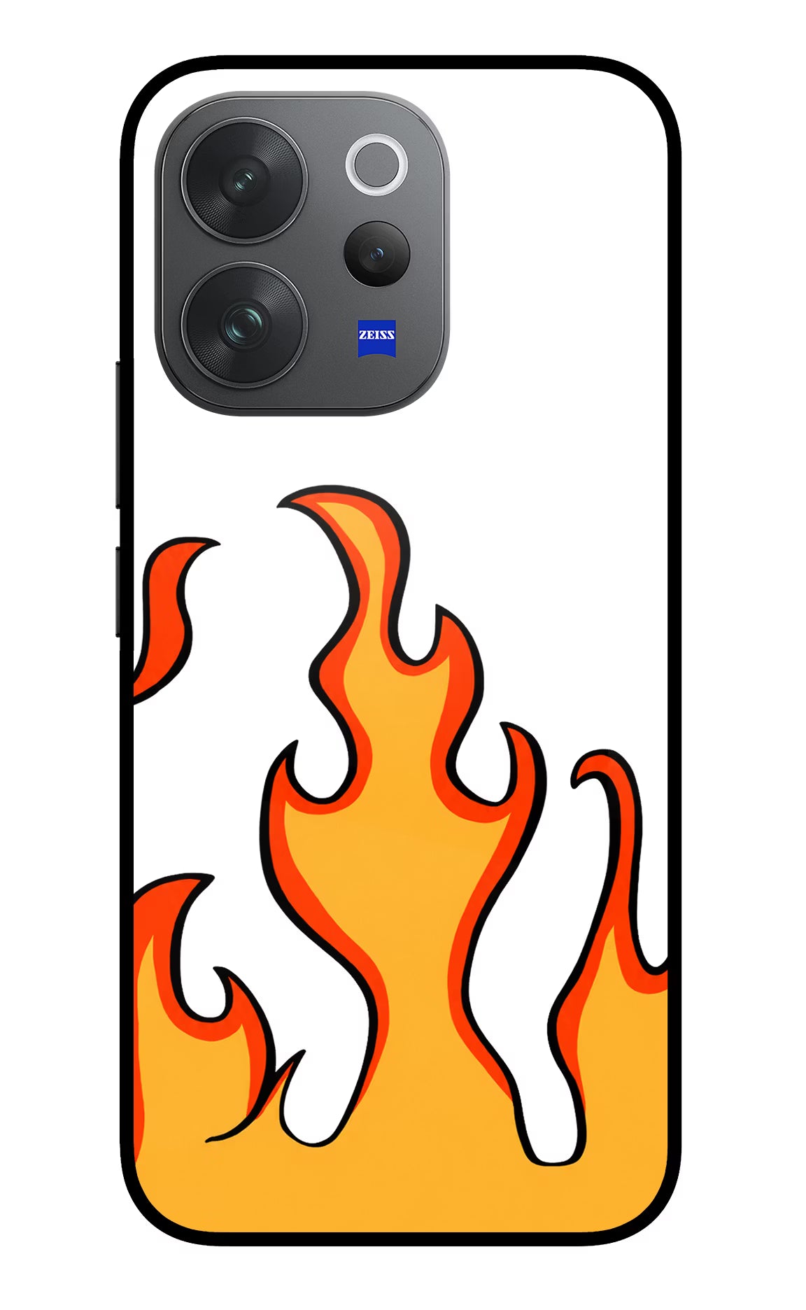 Fired Up – White Vivo V70 Elite 5G Glass Case Back Cover by Casekaro