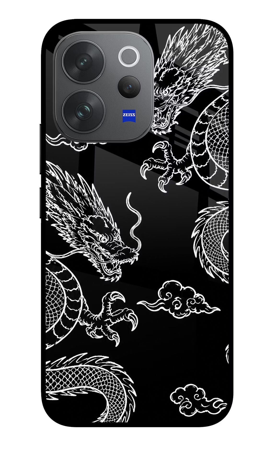 Twin Dragons Vivo V70 Elite 5G Glass Case Back Cover by Casekaro