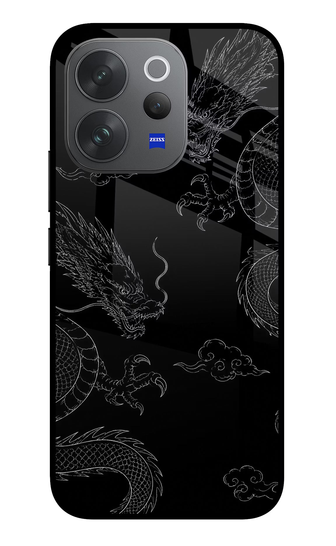 Twin Dragons Vivo V70 Elite 5G Glass Case Back Cover by Casekaro