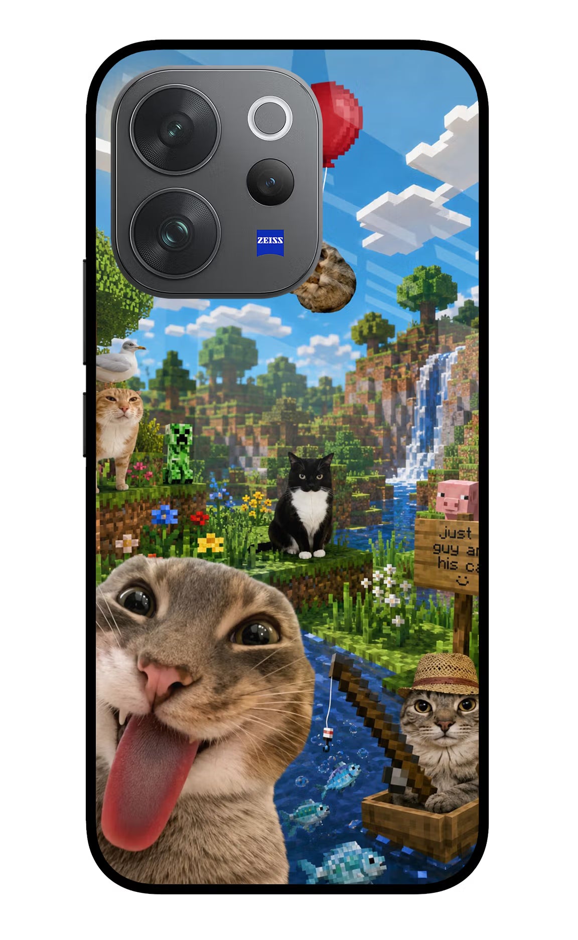 Minecraft Cat Chaos Vivo V70 Elite 5G Glass Case