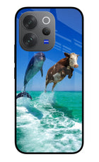Dolphin vs Cow Vivo V70 Elite 5G Glass Case Back Cover by Casekaro