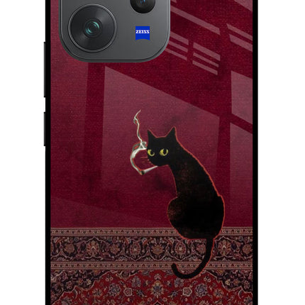 Midnight Cat Vivo V70 Elite 5G Glass Case