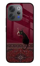Midnight Cat Vivo V70 Elite 5G Glass Case