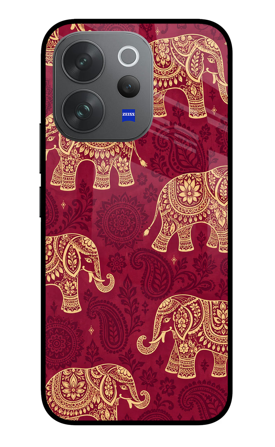 Maroon Elephant Vivo V70 Elite 5G Back Cover, Glass case