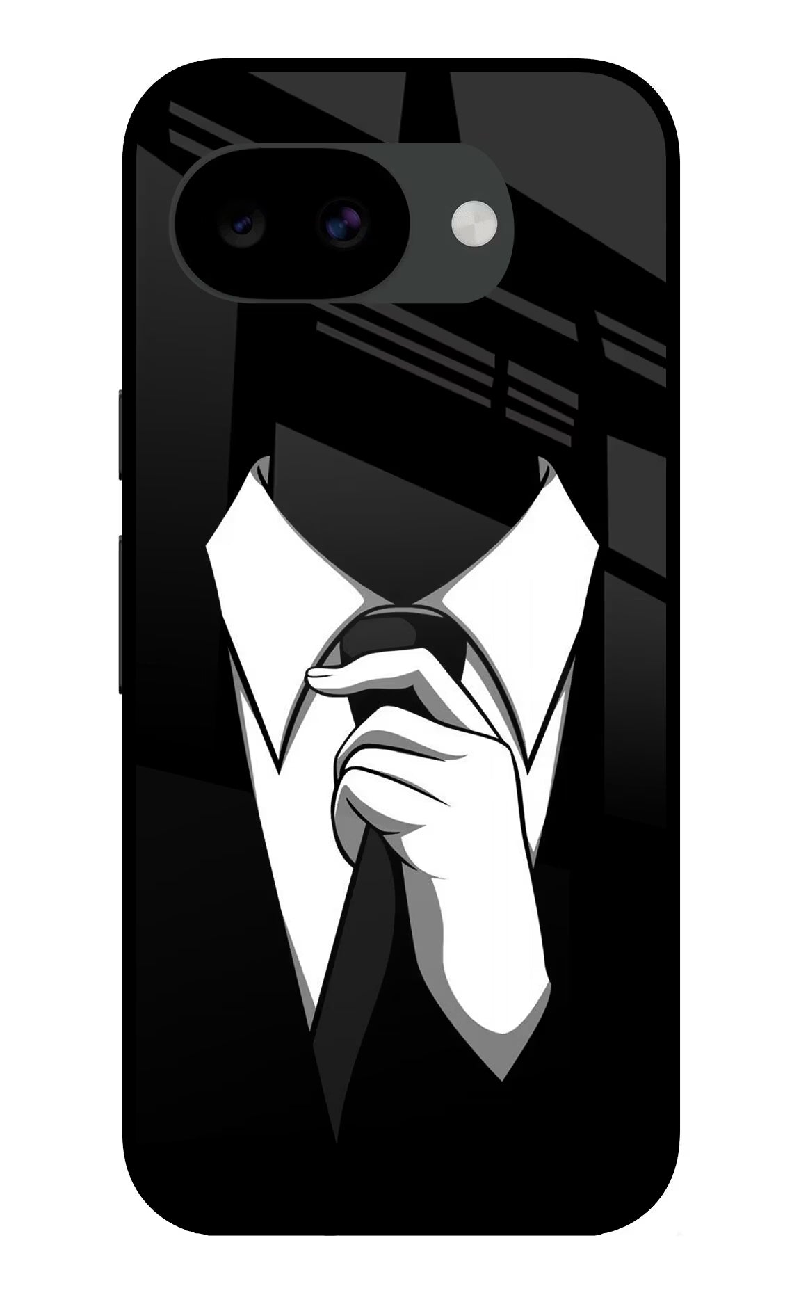 Black Tie Google Pixel 10a Glass Case Back Cover by Casekaro