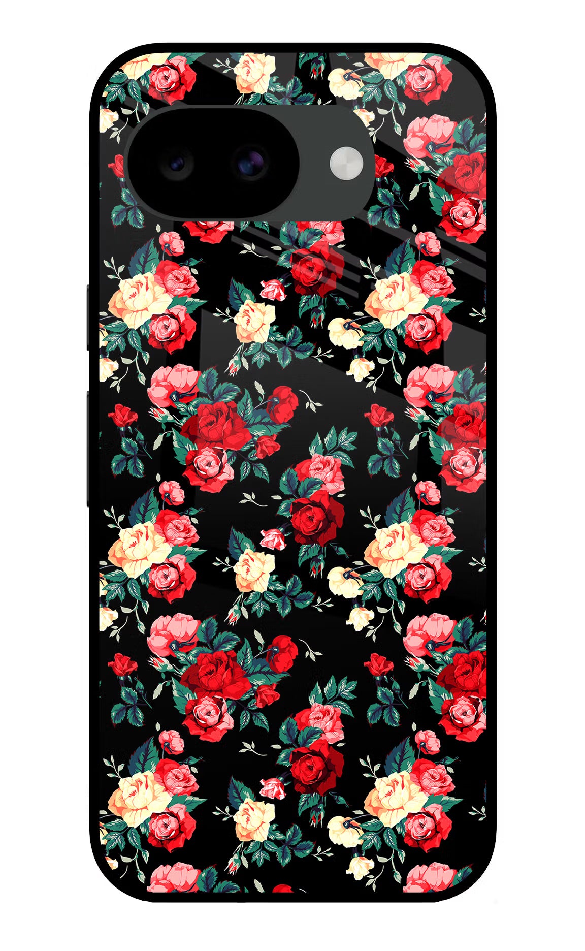 Rose Pattern Google Pixel 10a Glass Case Back Cover by Casekaro