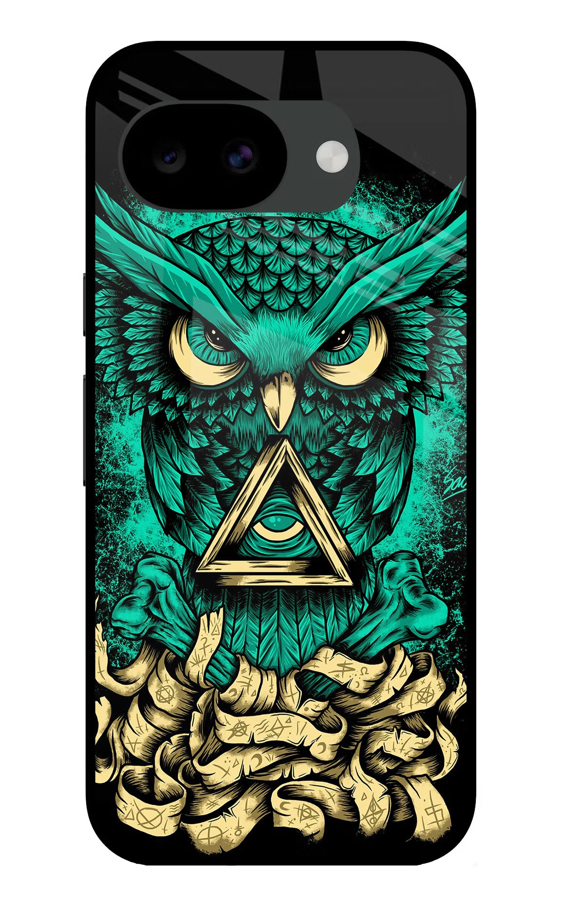 Green Owl Google Pixel 10a Glass Case