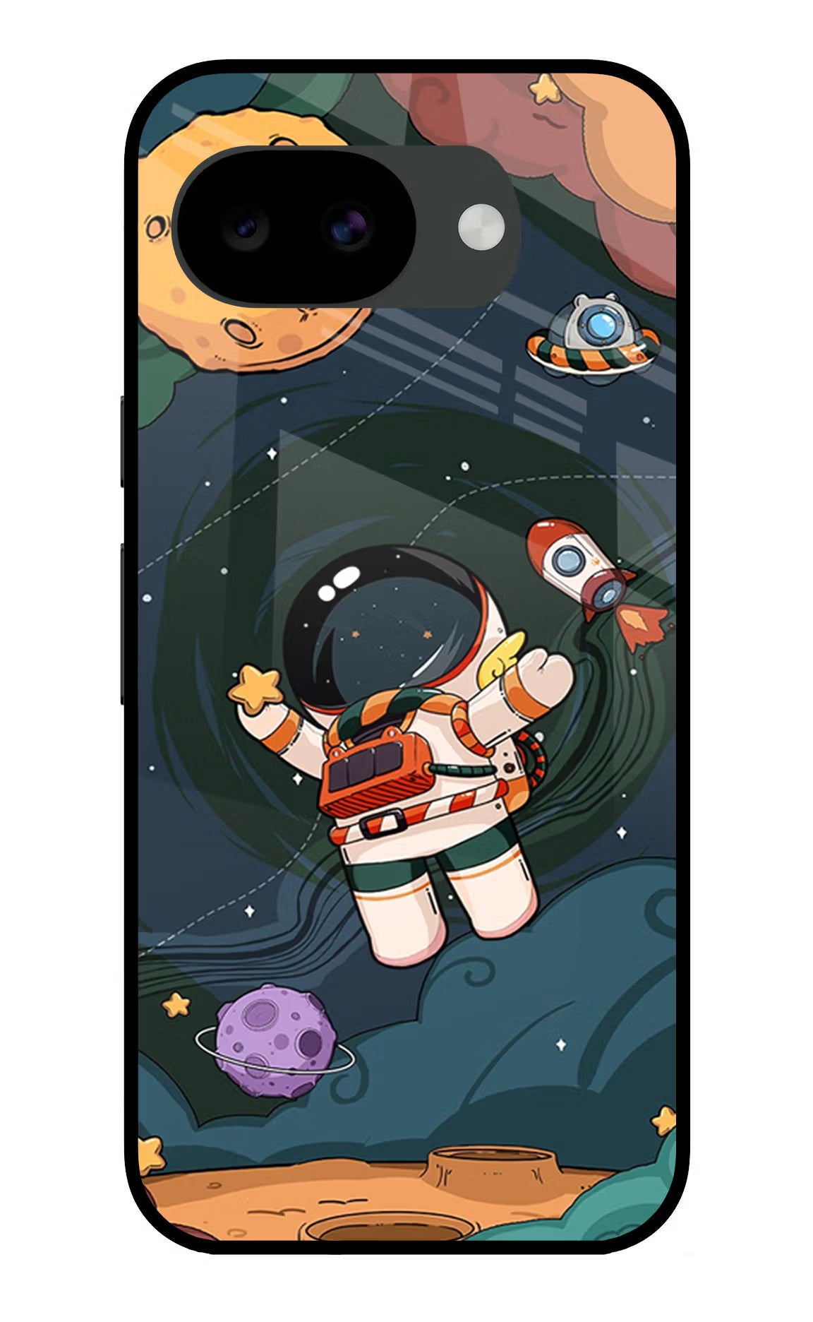 Cartoon Astronaut Google Pixel 10a Glass Case