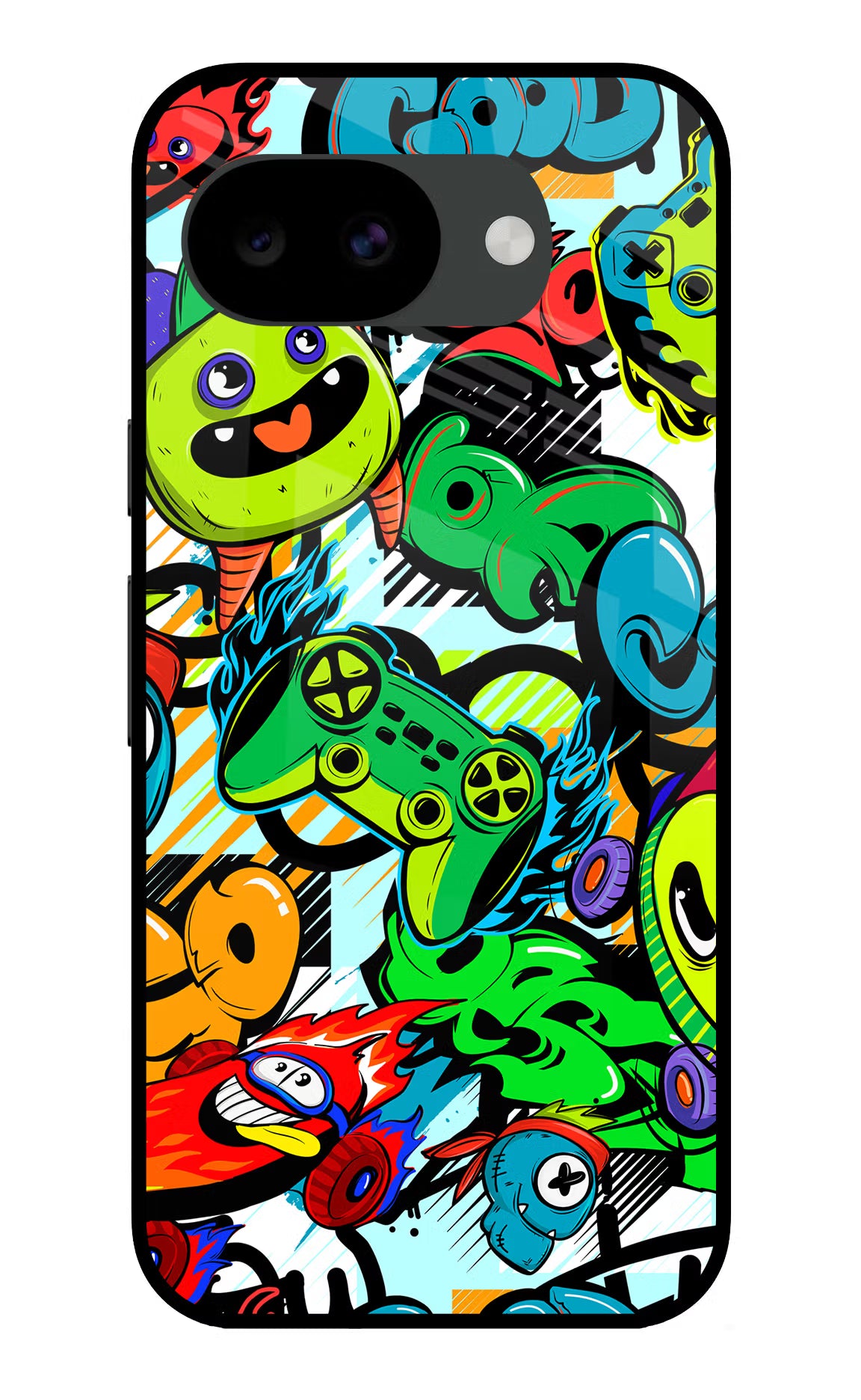 Game Doodle Google Pixel 10a Glass Case Back Cover by Casekaro