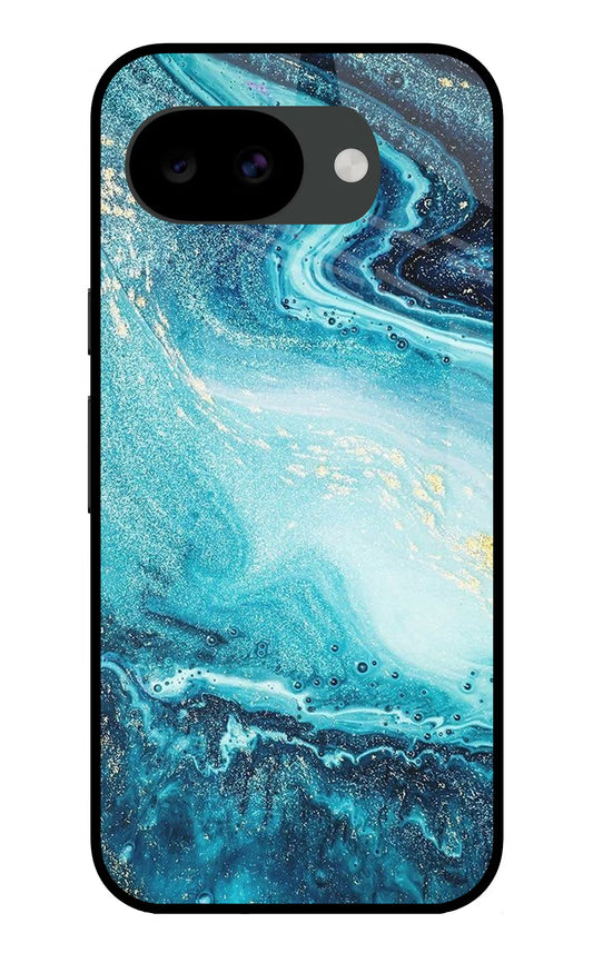 Blue Glitter Marble Google Pixel 10a Glass Case