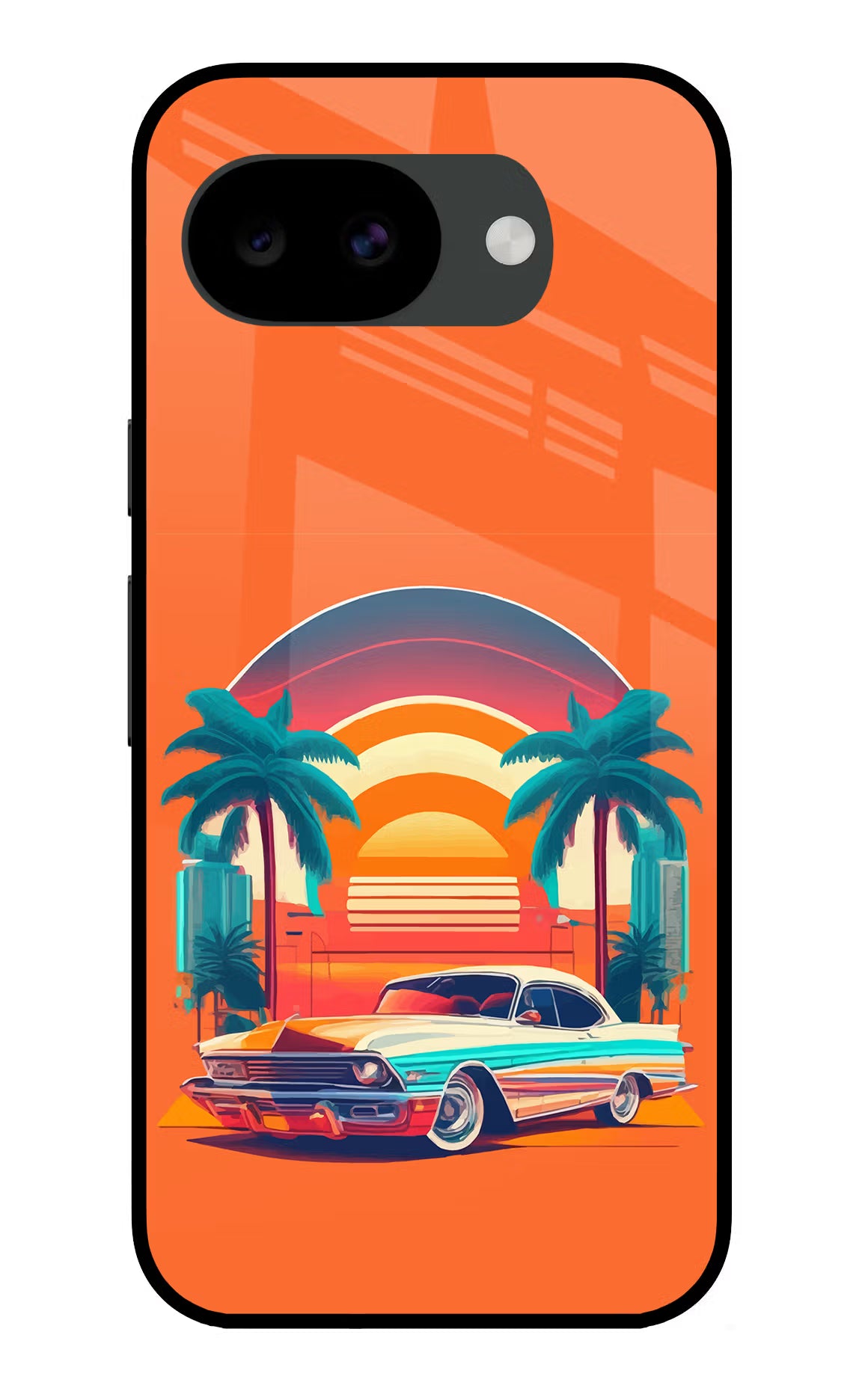 Palm Drive 80s Google Pixel 10a Glass Case Back Cover by Casekaro