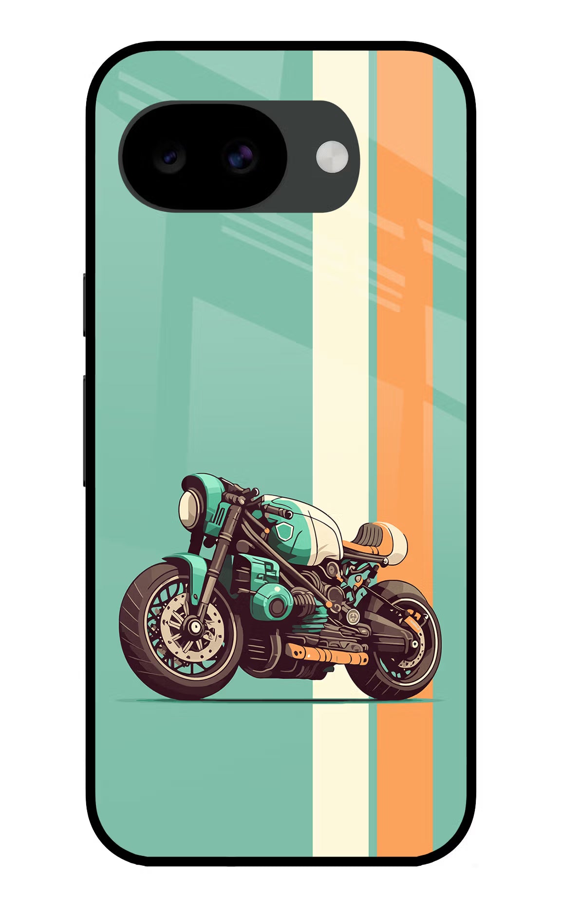 Striped Moto Drift Google Pixel 10a Glass Case Back Cover by Casekaro