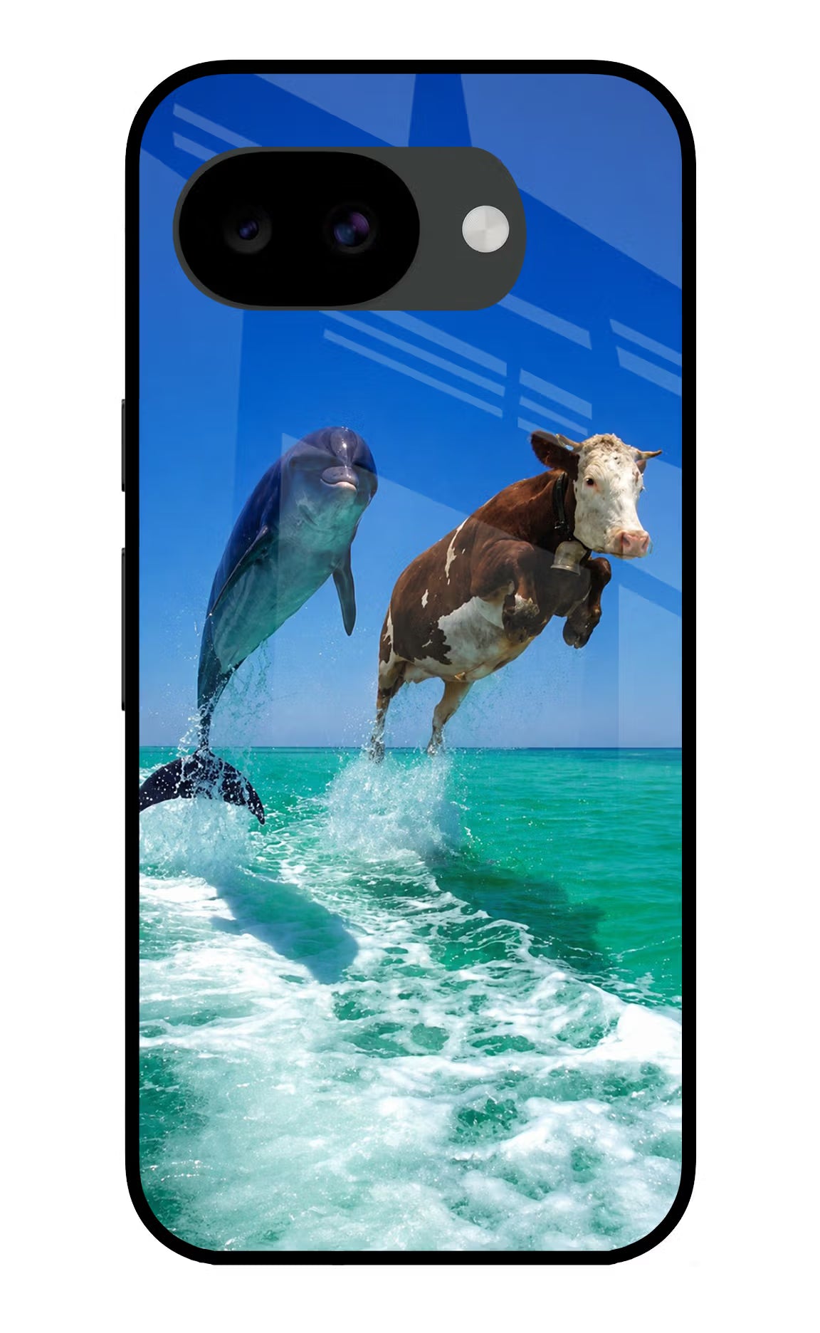 Dolphin vs Cow Google Pixel 10a Glass Case