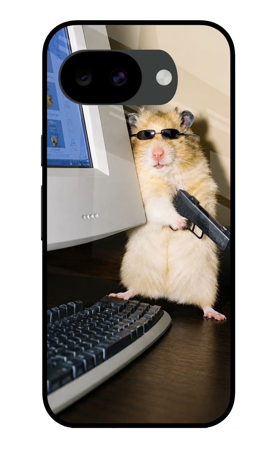 Hacker Hamster Google Pixel 10a Glass Case Back Cover by Casekaro
