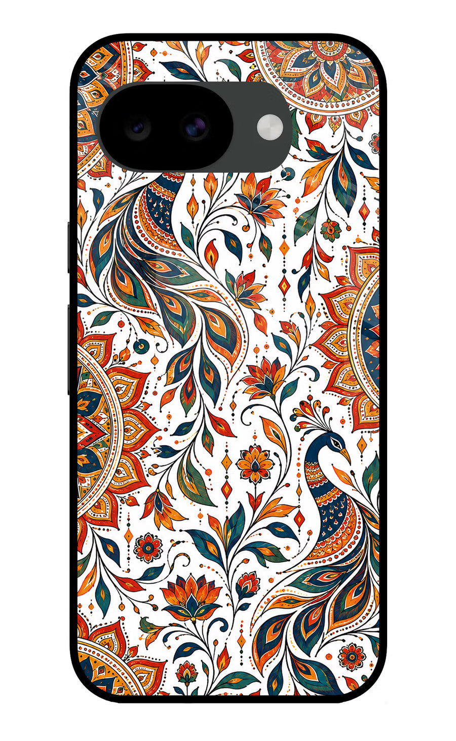 White Mayura Google Pixel 10a Back Cover, Glass case