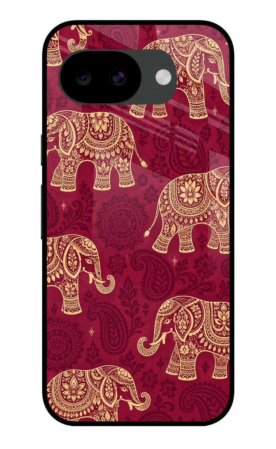 Maroon Elephant Google Pixel 10a Back Cover, Glass case